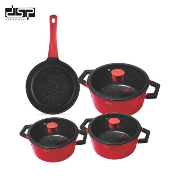 طقم أواني طهي متعددة الاستخدامات من DSP، ٧ قطع، مقلاة، قدر شوربة، أدوات مطبخ، طقم أواني طهي غير لاصقة