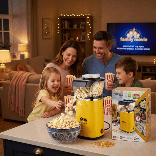 ماكينة صنع الفشار من DSP، بقوة 1300 واط، وسعة 120 جرام، مزودة بمؤشر ضوئي، لون أصفر